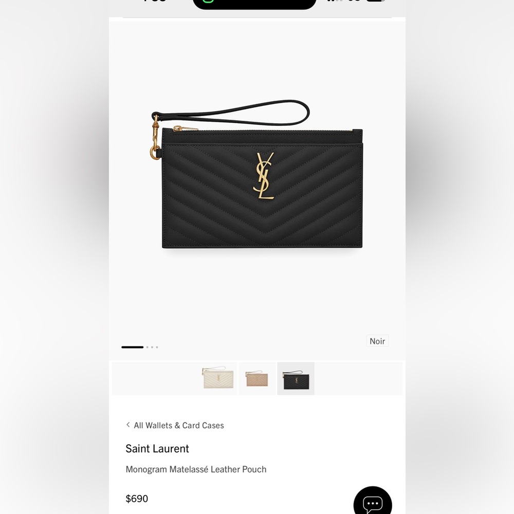 Yves Saint Laurent Black Leather Clutch 100% authentic guranteed